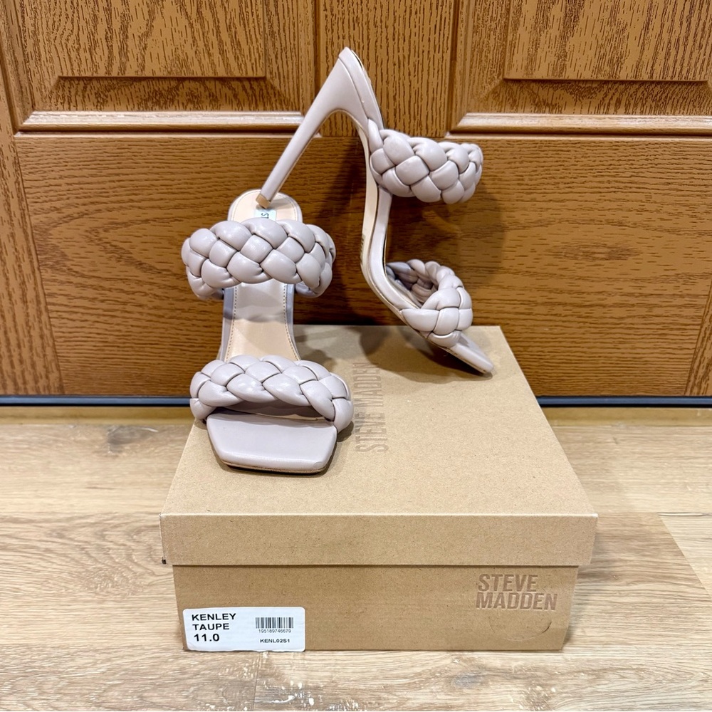 Steve Madden Taupe Braided Strap Heels